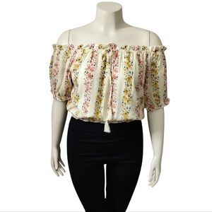 Le Lis Floral Off the Shoulder Top Womens Size L Romantic Spring Summer Vacation